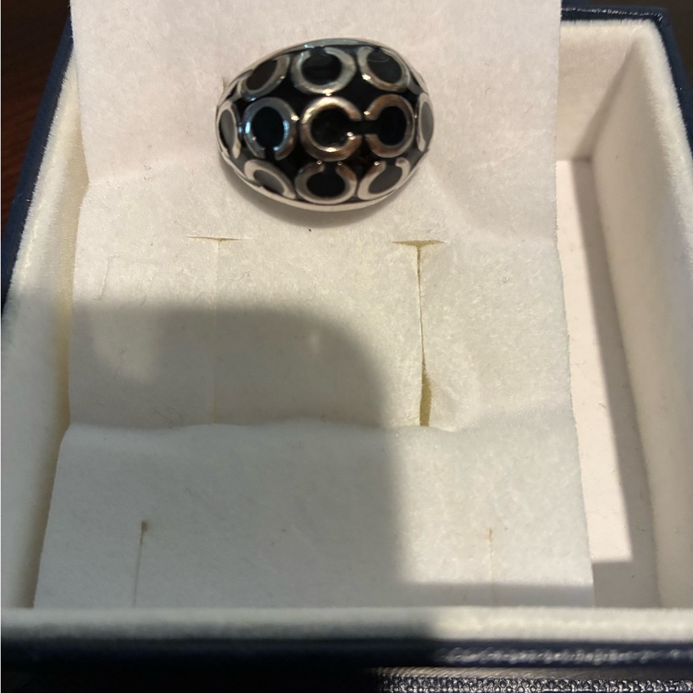 Coach Silver and Black Women's Ring